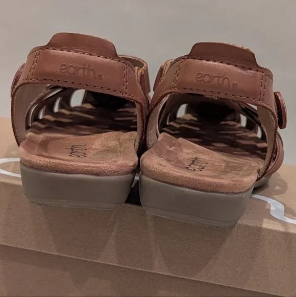Earth Brown Leather Sandals - Picture 6 of 12